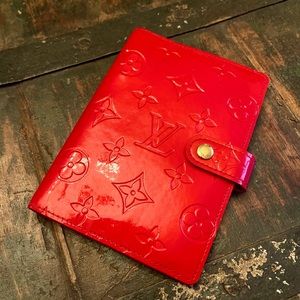 Authentic Louis Vuitton Monogram Vernis Red Patent Leather Agenda